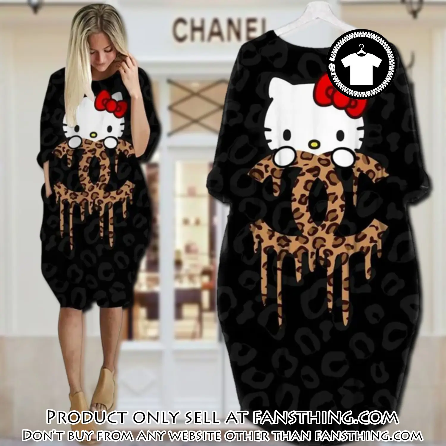 Chanel hello kitty batwing pocket dress luxury brand for women pd077 fst5927471